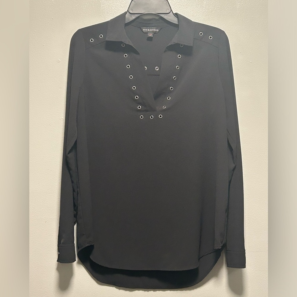 Rock & Republic Black Blouse Size XS